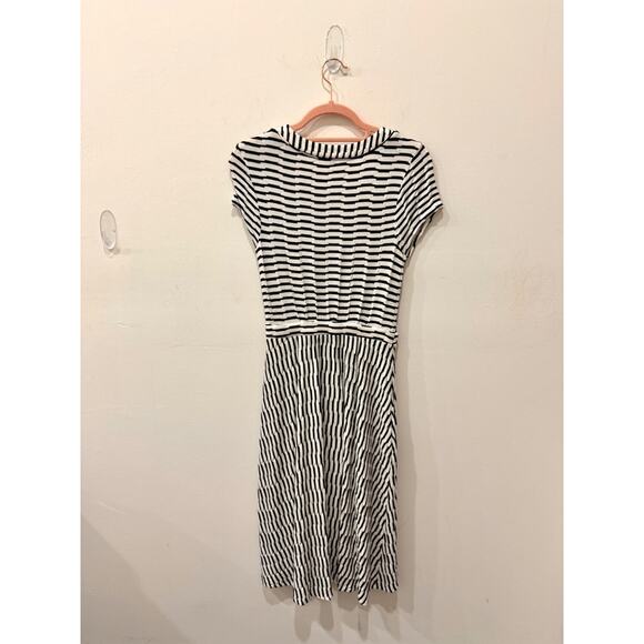 Maeve Anthropologie Paladino Henley Striped Textured Dress Black White Womens XS - Picture 3 of 5